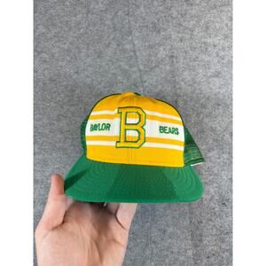 VTG Baylor Bears Trucker Hat Mens Large Striped Front Panel Snapback Sportswear